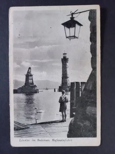 AK Postcard CPA  Deutschland  Lindau im Bodensee, Hafeneinfahrt