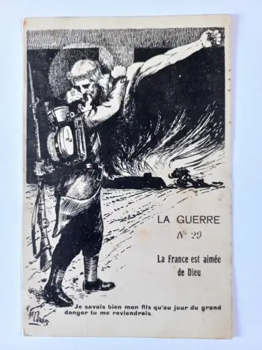 AK Postcard CPA  Militaria - La Guerre No. 29 La France est aimée de Dieu  1914