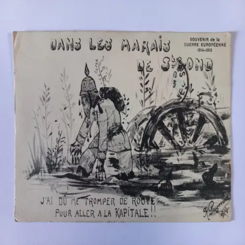 AK Postcard CPA Dans les Marais De Second  Souvenir de la Guerre Européenne 1914