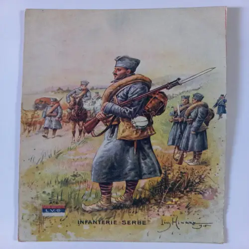 AK Postcard CPA Serbia - Serbian infantry  by Léon Hingre (1915)