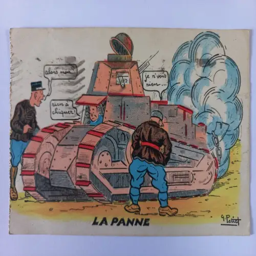 AK Postcard CPA Military - France - comic WWII humor tank driver La Panne 1938