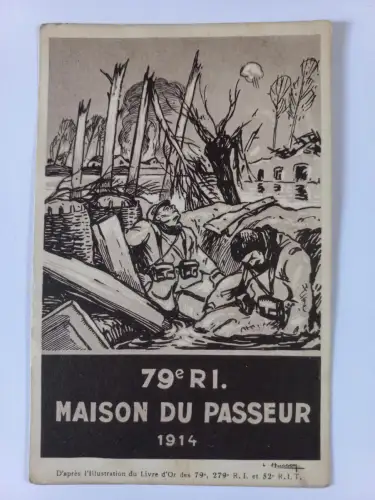 AK Postcard CPA Illustrations du Livre d'or des 79 et 279ème RI - Maison du Pass