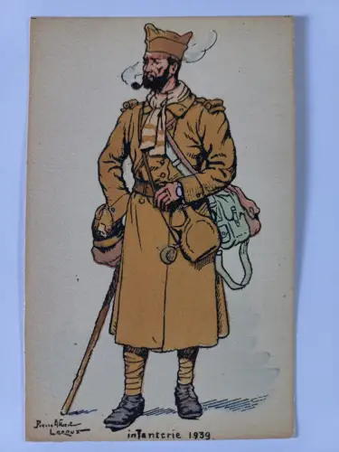 Postcard CPA Pierre Albert Leroux Infanterie 1939 war military France