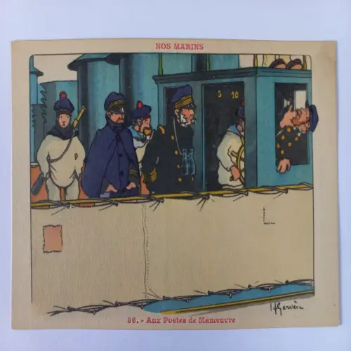 CPA WWI French Postcard Nos Marins 36 The Maneuvering Posts Navy  Gervese