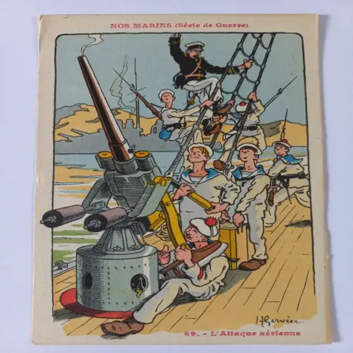 CPA WWI French Postcard Nos Marins 69 l' Attaque aévienne