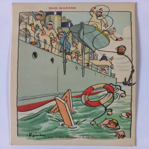CPA WWI French Postcard Nos Marins 59. Un Homme á la Mer!