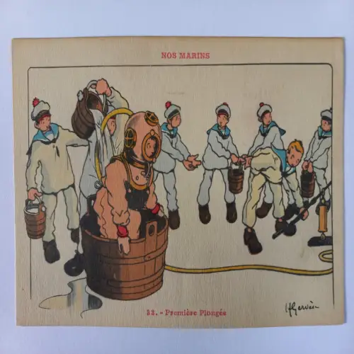 CPA WWI French Postcard Nos Marins 33. Premiére Plongée