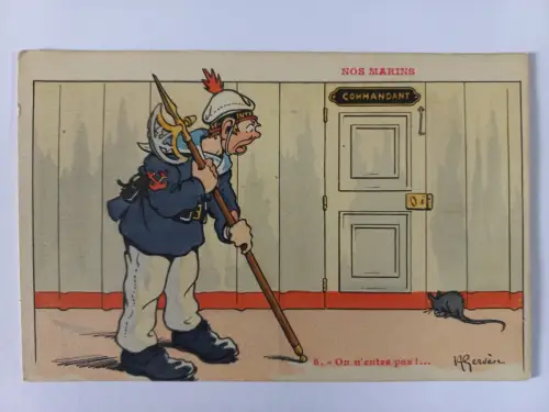 CPA WWI French Postcard Nos Marins 5. On n'entre pas!....