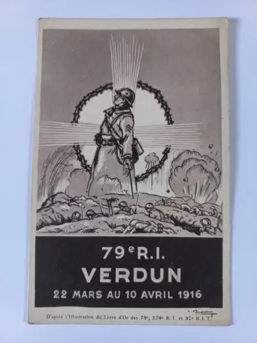 AK Postcard CPA Illustrations du Livre d'or des 79 et 279ème RI - Verdun 1916