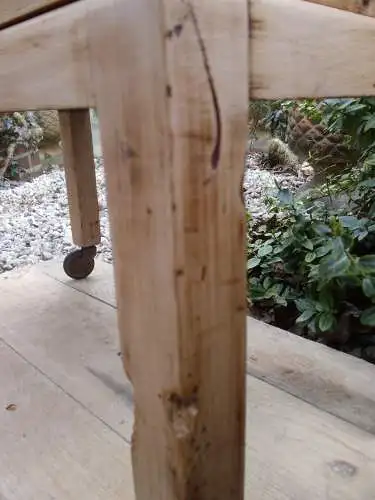 Vintage Nähkasten Nähkästchen Buche Rollen Füße Holzkasten Holzkästchen Kästchen Standkästchen Utensilo Landhaus