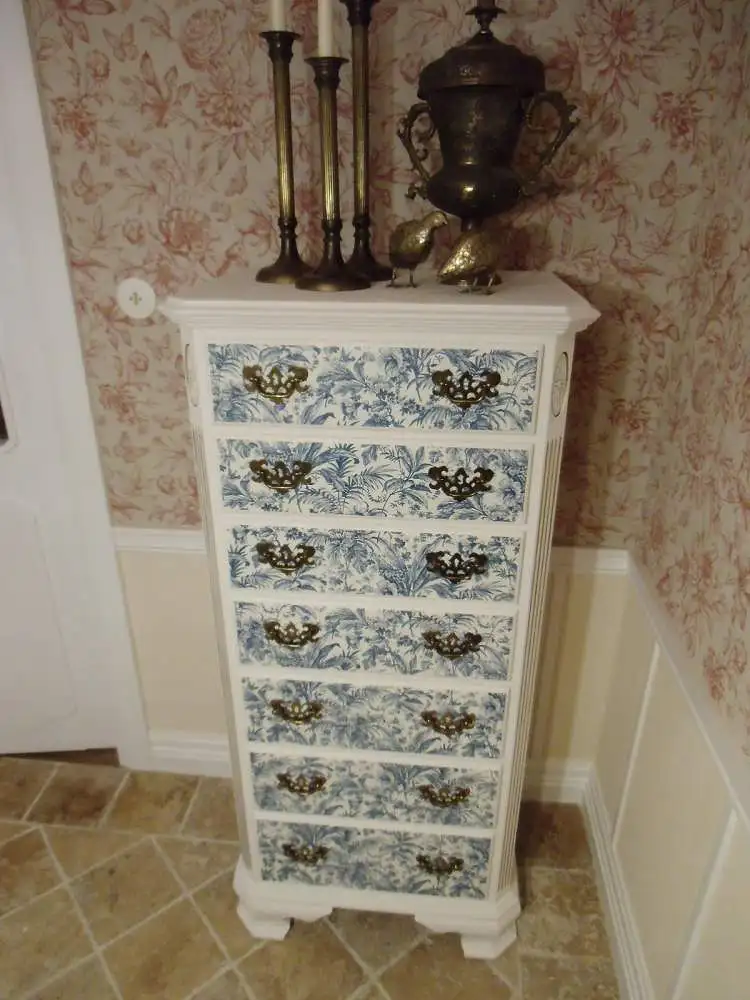 Ethan Allen Georgian Court Lingerie Chest Dresser Kommode Damenkommode Wäschekommode Vintage Shabby Chic Weiß Brocante 0
