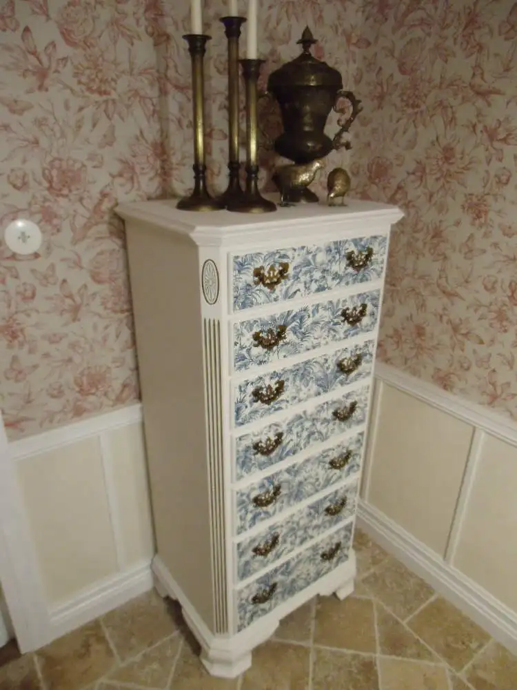 Ethan Allen Georgian Court Lingerie Chest Dresser Kommode Damenkommode Wäschekommode Vintage Shabby Chic Weiß Brocante 1