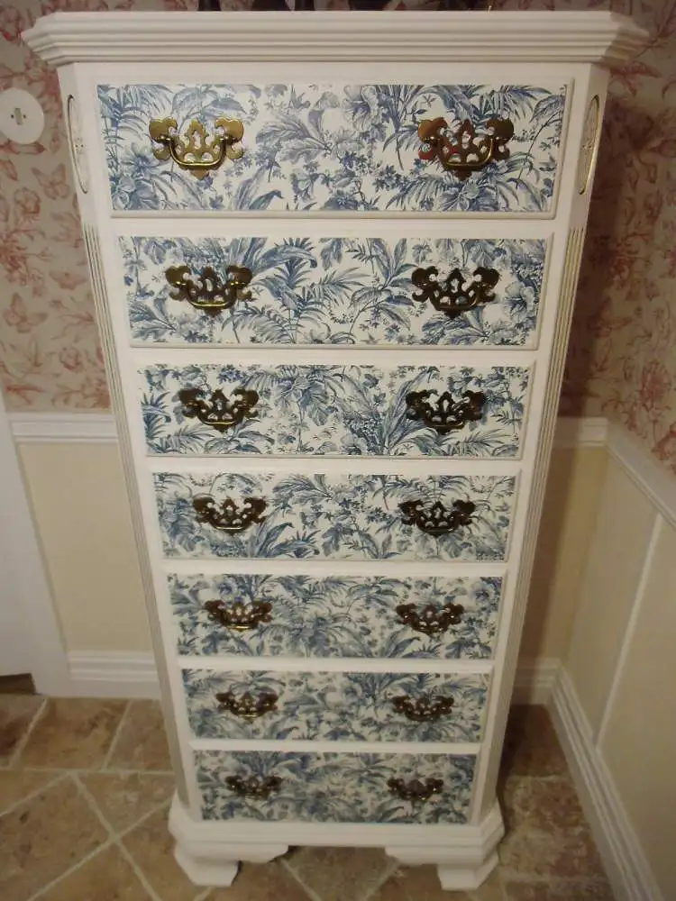 Ethan Allen Georgian Court Lingerie Chest Dresser Kommode Damenkommode Wäschekommode Vintage Shabby Chic Weiß Brocante 11