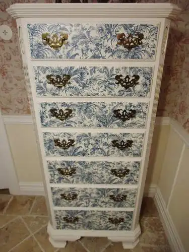 Ethan Allen Georgian Court Lingerie Chest Dresser Kommode Damenkommode Wäschekommode Vintage Shabby Chic Weiß Brocante