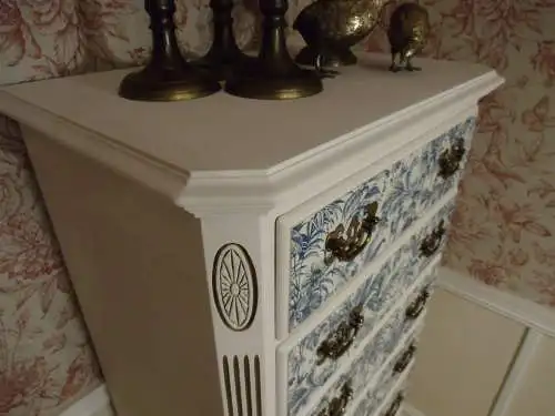 Ethan Allen Georgian Court Lingerie Chest Dresser Kommode Damenkommode Wäschekommode Vintage Shabby Chic Weiß Brocante