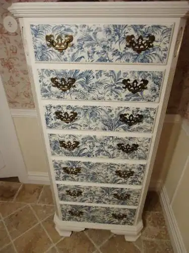 Ethan Allen Georgian Court Lingerie Chest Dresser Kommode Damenkommode Wäschekommode Vintage Shabby Chic Weiß Brocante