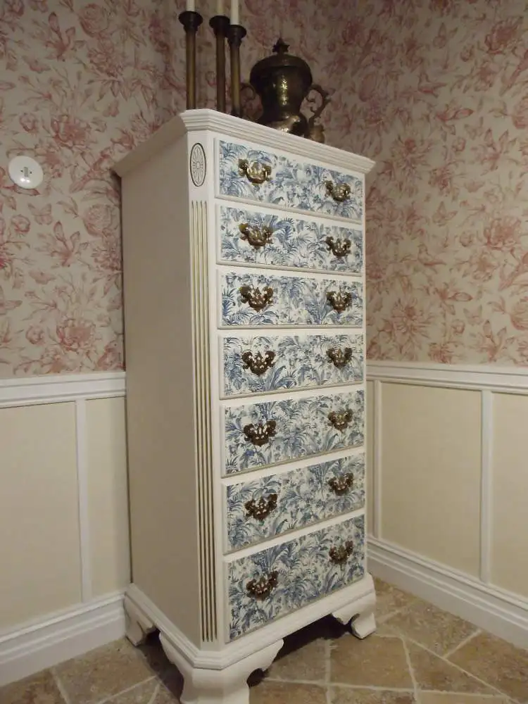 Ethan Allen Georgian Court Lingerie Chest Dresser Kommode Damenkommode Wäschekommode Vintage Shabby Chic Weiß Brocante 7