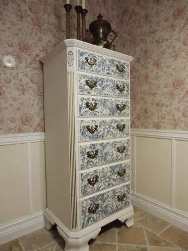 Ethan Allen Georgian Court Lingerie Chest Dresser Kommode Damenkommode Wäschekommode Vintage Shabby Chic Weiß Brocante