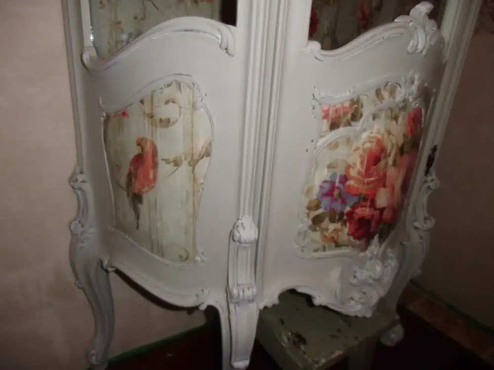 Vitrine Holzvitrine Barockstil Vintage Rosen Standvitrine Brocante Glasvitrine Badezimmer Landhaus Cottage 1