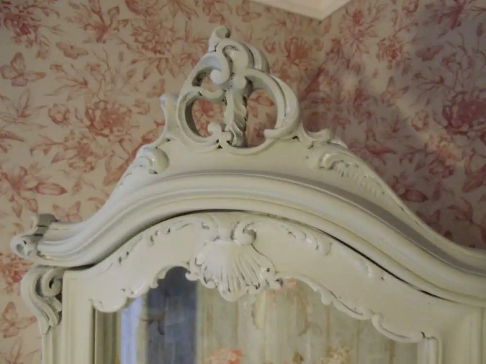 Vitrine Holzvitrine Barockstil Vintage Rosen Standvitrine Brocante Glasvitrine Badezimmer Landhaus Cottage 10