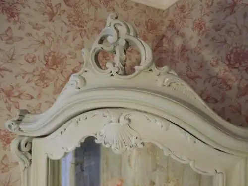 Vitrine Holzvitrine Barockstil Vintage Rosen Standvitrine Brocante Glasvitrine Badezimmer Landhaus Cottage