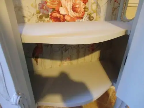 Vitrine Holzvitrine Barockstil Vintage Rosen Standvitrine Brocante Glasvitrine Badezimmer Landhaus Cottage