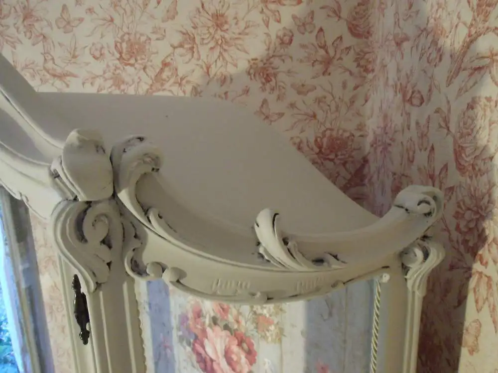 Vitrine Holzvitrine Barockstil Vintage Rosen Standvitrine Brocante Glasvitrine Badezimmer Landhaus Cottage 8