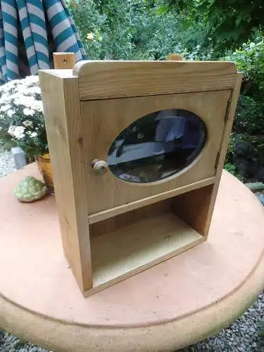 Antik Wandschränkchen Original Kohlezeichnung Hängeschränkchen Schwarze Katze Schränkchen Holzschränkchen Wandkästchen Badschränkchen