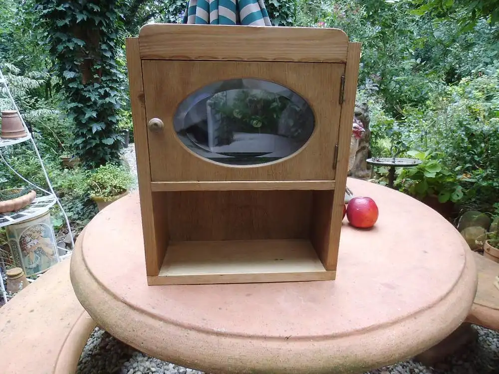 Antik Wandschränkchen Original Kohlezeichnung Hängeschränkchen Schwarze Katze Schränkchen Holzschränkchen Wandkästchen Badschränkchen 2