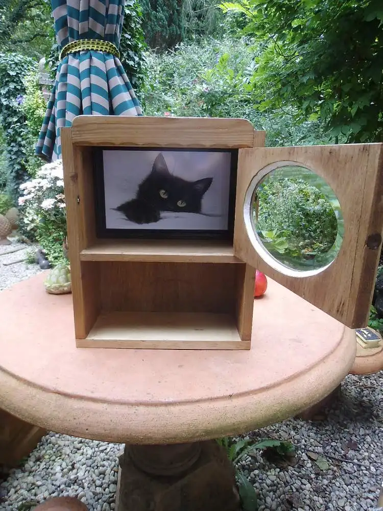 Antik Wandschränkchen Original Kohlezeichnung Hängeschränkchen Schwarze Katze Schränkchen Holzschränkchen Wandkästchen Badschränkchen 8