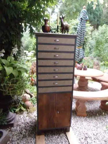Arts and Craft Schubladenschrank Werkzeugschrank Kommode Apothekerschrank Schubladen Fächer Antik Holz Aktenschrank Landhaus Cottage
