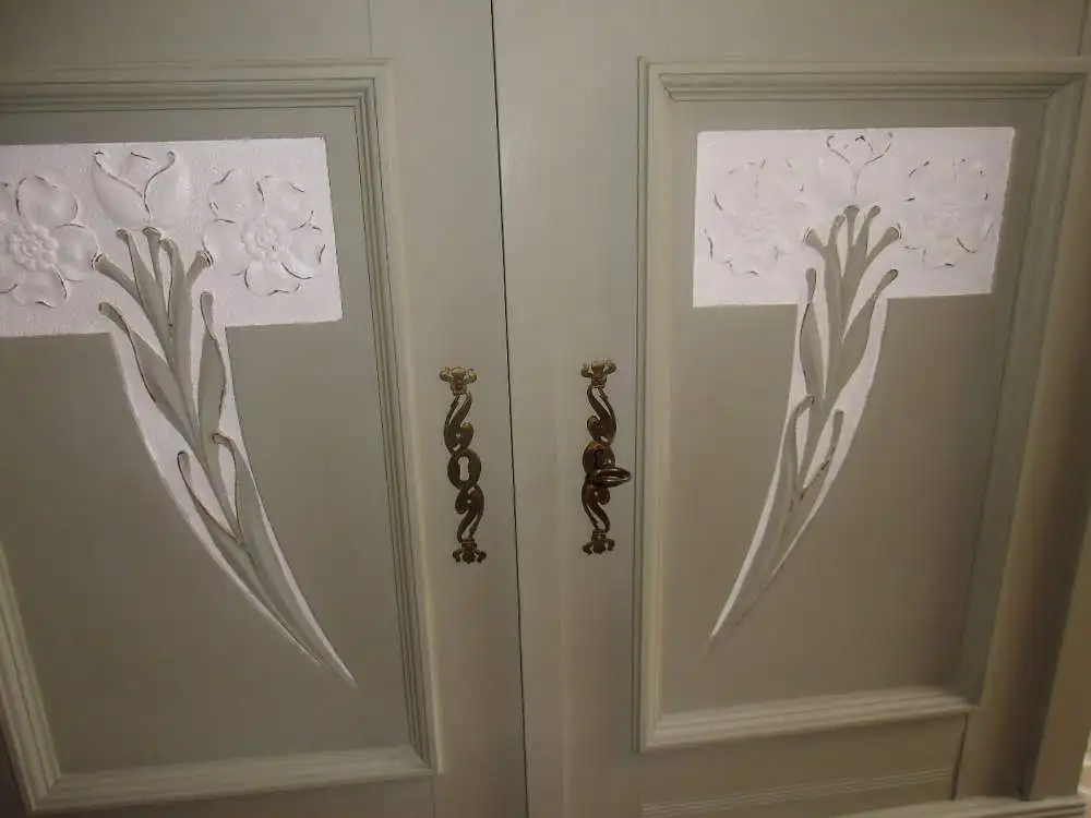 Antik Jugendstil Vertiko Kommode Schrank Anrichte Sideboard Brocante Weiß Grün Landhaus Cottage  11