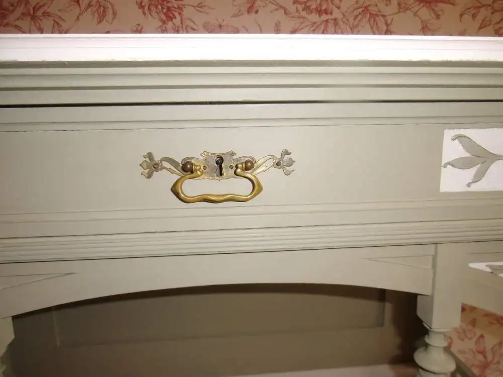 Antik Jugendstil Vertiko Kommode Schrank Anrichte Sideboard Brocante Weiß Grün Landhaus Cottage  5