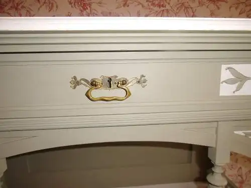Antik Jugendstil Vertiko Kommode Schrank Anrichte Sideboard Brocante Weiß Grün Landhaus Cottage 