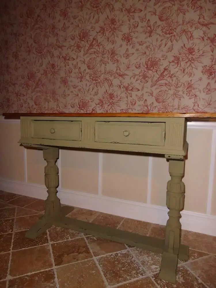 Antiker Schreibtisch Sekretär Wandtisch Wandkonsole Bar Tisch Konsole England Eiche Massiv Landhaus Cottage  2