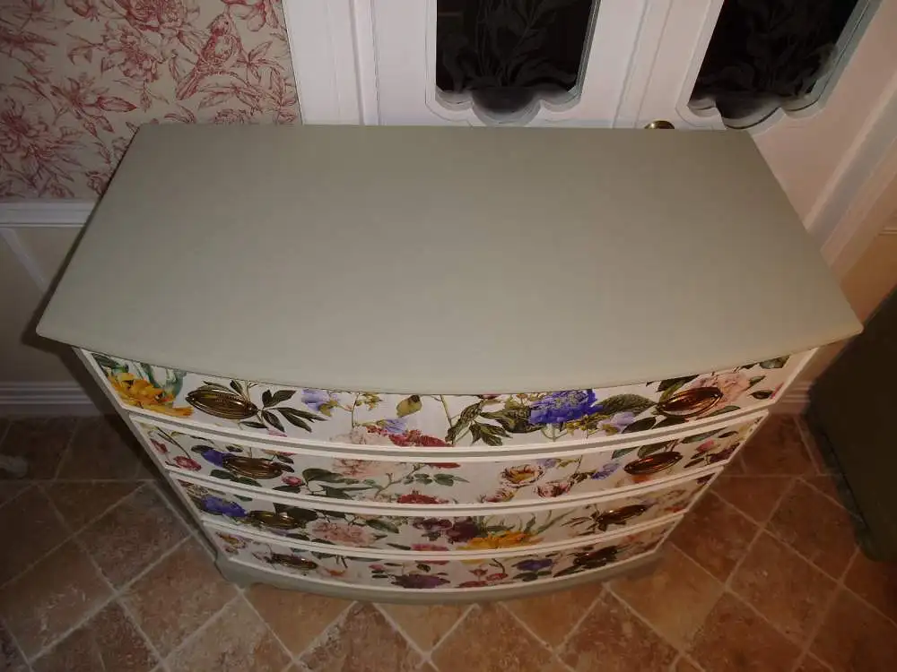 Kommode Beistelltisch Konsole Anrichte  Schränkchen Streifen Shabby Chic Blüten Landhaus Stil Cottage Vintage Sideboard Schubladen Heldense 5