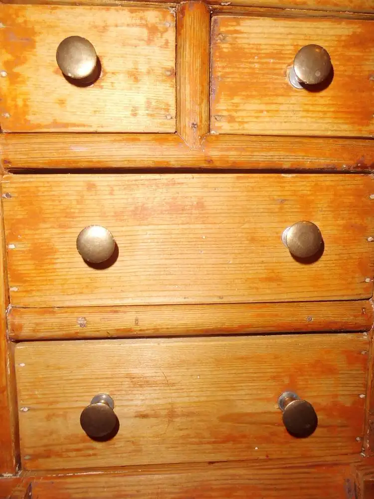 Antik Holzkästchen Schubladenkästchen Holzkästchen Kästchen Gewürzkästchen Modellkommode Kommode Minikommode Landhaus Cottage Bauernhaus  12