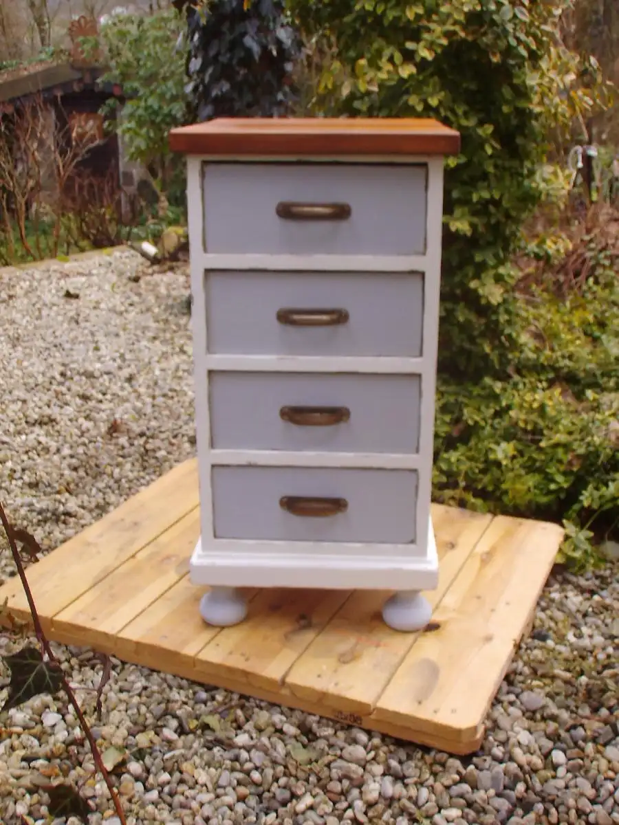 Antik Schubladenkästchen Nachtkästchen Bad Kästchen Shabby Nachttisch Schubladenkommode Kommode Beistelltisch Flurmöbel Landhaus Cottage 17
