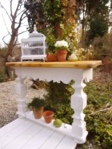 Antik Wandtisch Wandkonsole Beistelltisch Konsole Weiß Shabby Tisch Abstelltisch French Landhaus Cottage