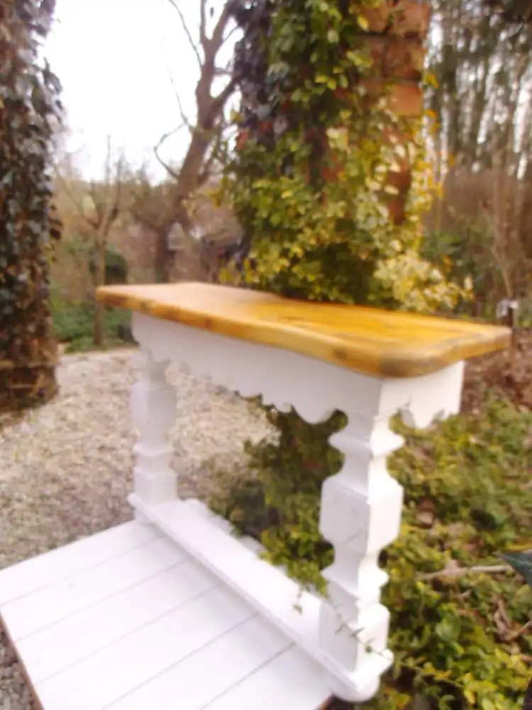 Antik Wandtisch Wandkonsole Beistelltisch Konsole Weiß Shabby Tisch Abstelltisch French Landhaus Cottage 12