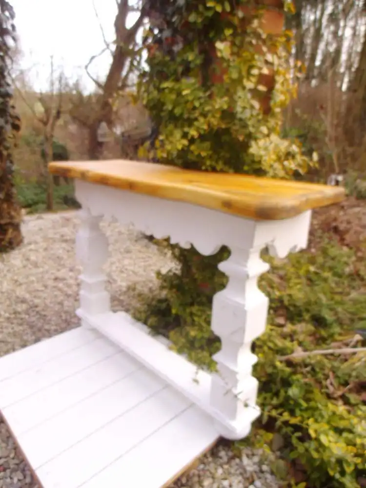 Antik Wandtisch Wandkonsole Beistelltisch Konsole Weiß Shabby Tisch Abstelltisch French Landhaus Cottage 13