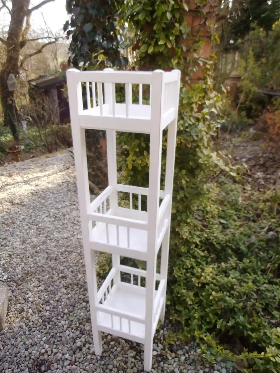 Antik Jugendstil Pflanzenständer Blumenständer Blumensäule Pflanzensäule Weiß Säule Holzsäule Landhaus Cottage 1