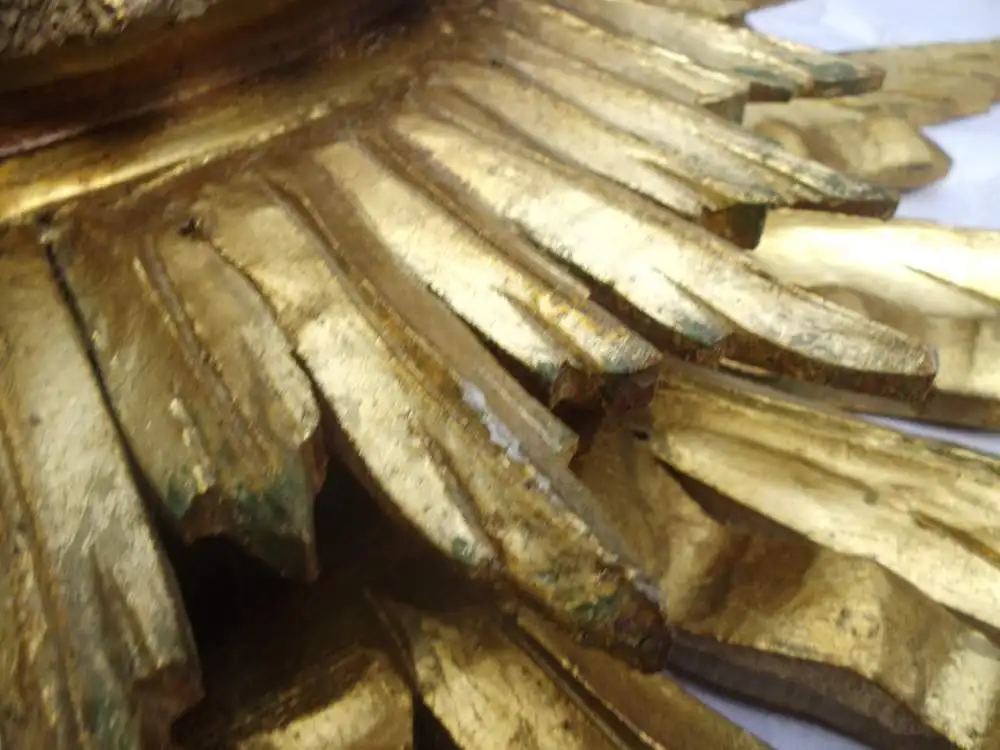 Antik Sonnenspiegel Wandspiegel Spiegel Holz Vergoldung Holzspiegel Brocante Konvex Sonne Strahlen 11