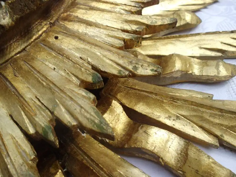 Antik Sonnenspiegel Wandspiegel Spiegel Holz Vergoldung Holzspiegel Brocante Konvex Sonne Strahlen 4