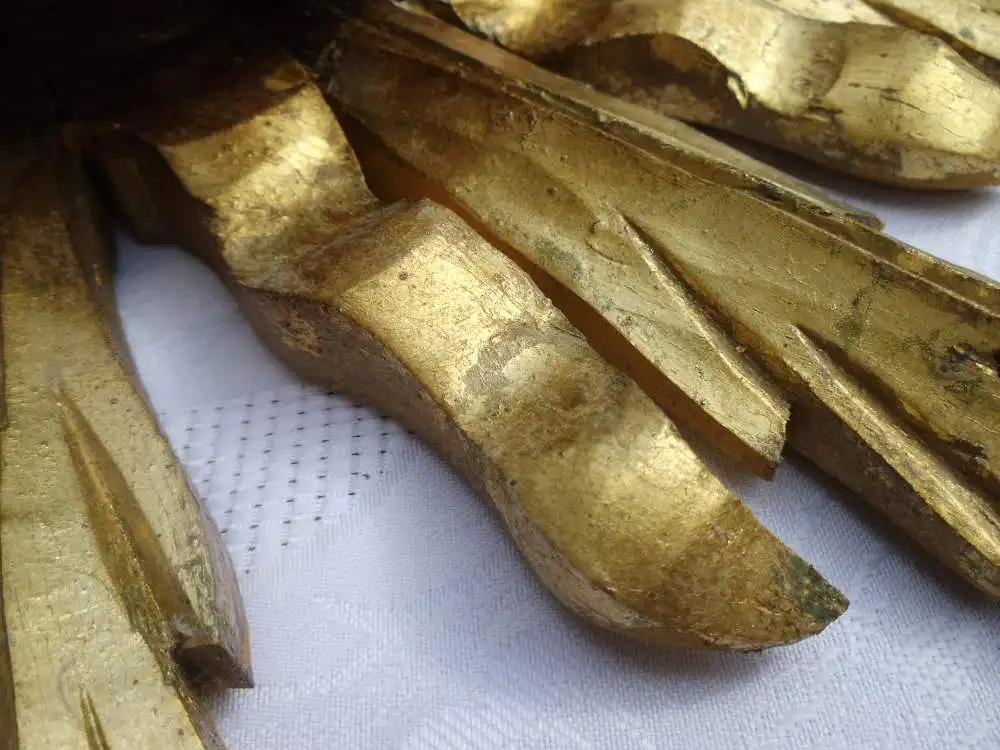 Antik Sonnenspiegel Wandspiegel Spiegel Holz Vergoldung Holzspiegel Brocante Konvex Sonne Strahlen 6