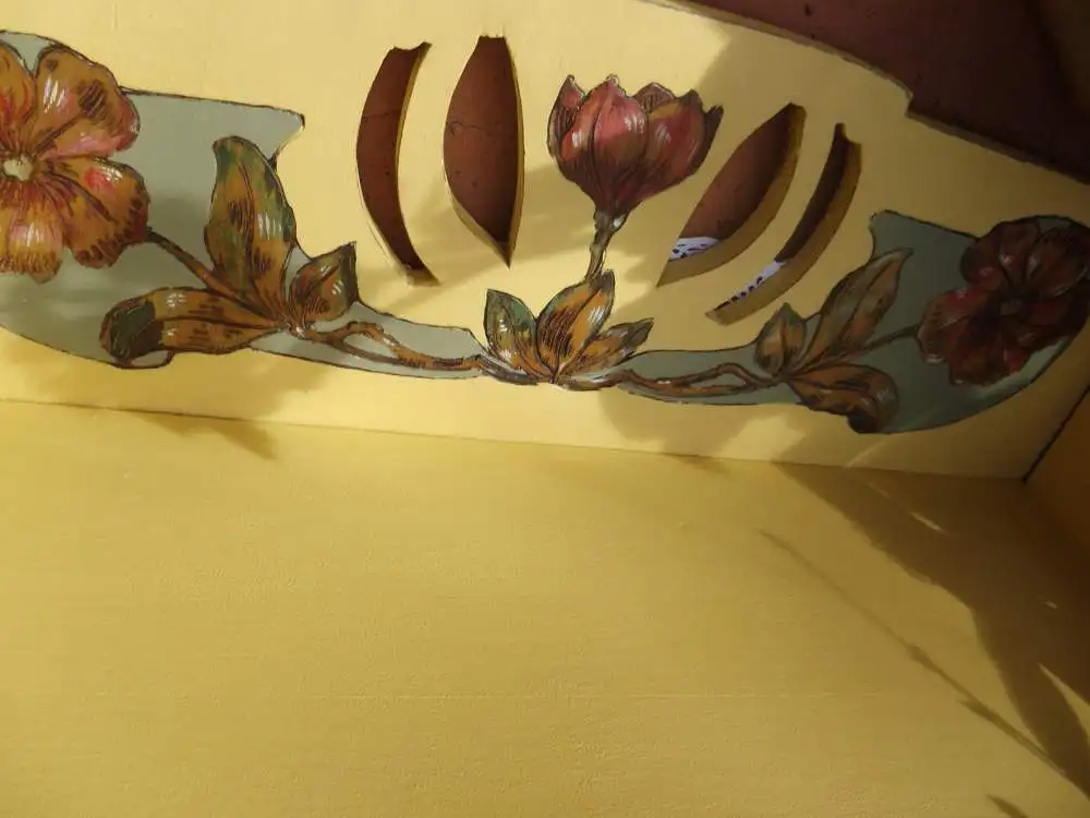 Antik Jugendstil Wandschränkchen Hängeschränkchen Schränkchen Apothekerschränkchen Brandmalerei Floral Wandkästchen Hängekästchen Blumen 16