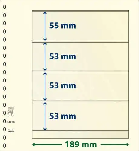 T Blanko Blätter 4 Taschen 802408 802 408 Lindner 10 Stück