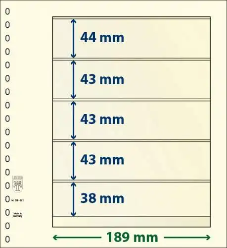 T Blanko Blätter 5 Taschen 802512 802 512 Lindner 10 Stück