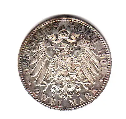 Silbermünze Preußen 2 Mark - Friedrich I. und Wilhelm II.