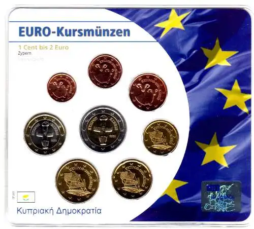 Kursmünzensatz Zypern im Folder 